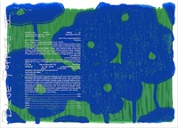 a blue and green tefillin with flowers on it