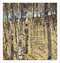 a painting of a birch tree in a forest